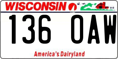 WI license plate 136OAW