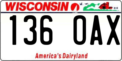 WI license plate 136OAX