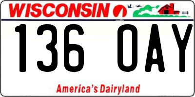 WI license plate 136OAY