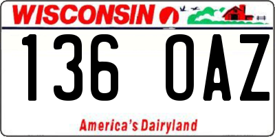 WI license plate 136OAZ