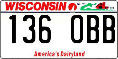 WI license plate 136OBB