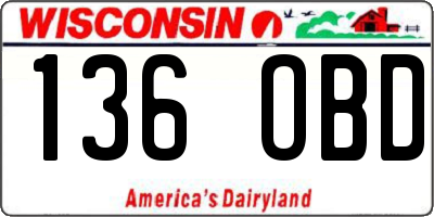 WI license plate 136OBD