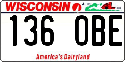 WI license plate 136OBE