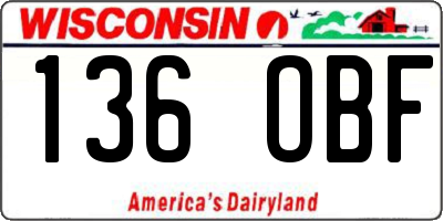 WI license plate 136OBF