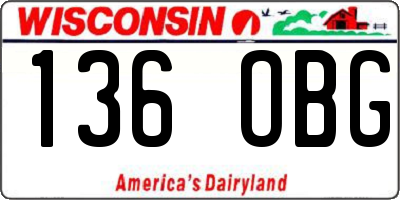 WI license plate 136OBG