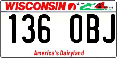 WI license plate 136OBJ