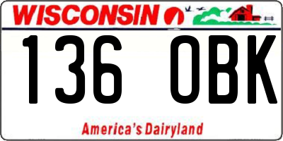 WI license plate 136OBK