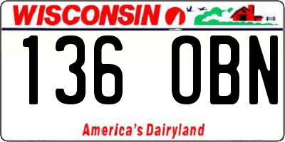 WI license plate 136OBN