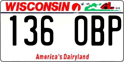 WI license plate 136OBP