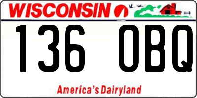 WI license plate 136OBQ