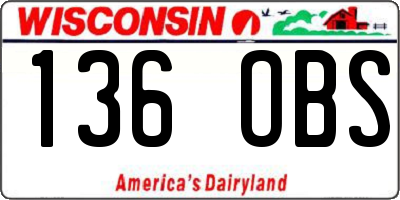 WI license plate 136OBS