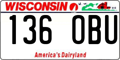 WI license plate 136OBU