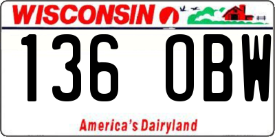 WI license plate 136OBW