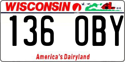 WI license plate 136OBY
