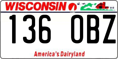 WI license plate 136OBZ
