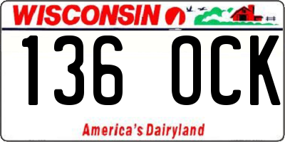 WI license plate 136OCK