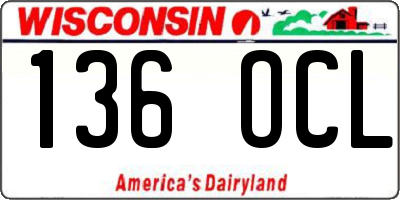 WI license plate 136OCL
