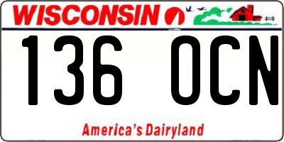 WI license plate 136OCN
