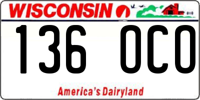 WI license plate 136OCO