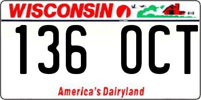 WI license plate 136OCT
