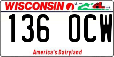 WI license plate 136OCW