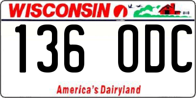 WI license plate 136ODC