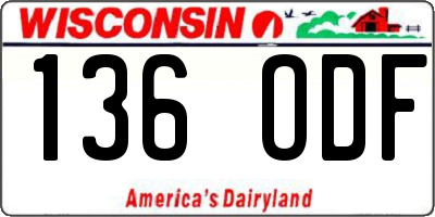 WI license plate 136ODF