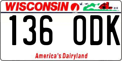 WI license plate 136ODK