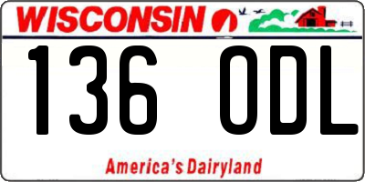 WI license plate 136ODL