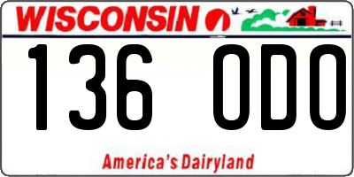 WI license plate 136ODO