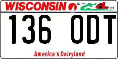 WI license plate 136ODT