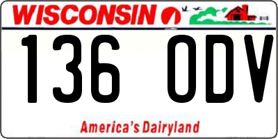 WI license plate 136ODV