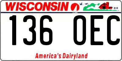WI license plate 136OEC