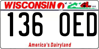 WI license plate 136OED