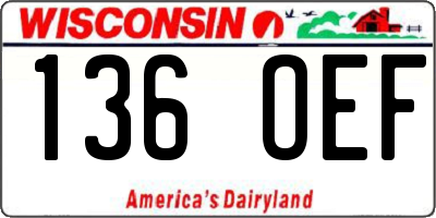 WI license plate 136OEF
