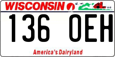 WI license plate 136OEH