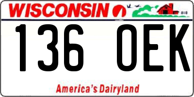 WI license plate 136OEK