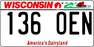 WI license plate 136OEN