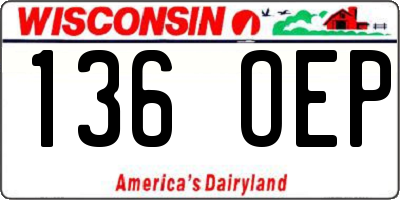 WI license plate 136OEP