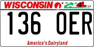 WI license plate 136OER