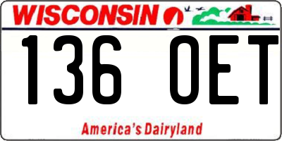 WI license plate 136OET
