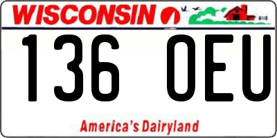 WI license plate 136OEU