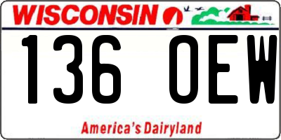 WI license plate 136OEW
