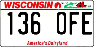 WI license plate 136OFE
