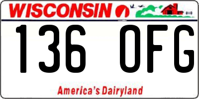 WI license plate 136OFG