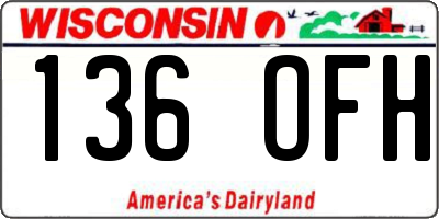 WI license plate 136OFH