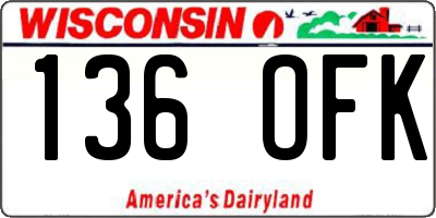 WI license plate 136OFK