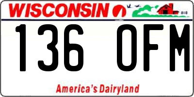 WI license plate 136OFM
