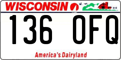 WI license plate 136OFQ