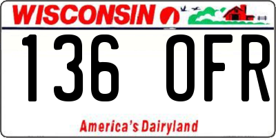 WI license plate 136OFR